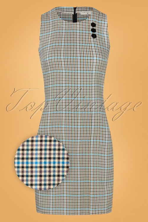 Mademoiselle YéYé - 60s Pina Square Plaid Pinafore Dress in Cream 2