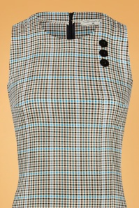 Mademoiselle YéYé - Pina square plaid pinafore jurk in crème 4