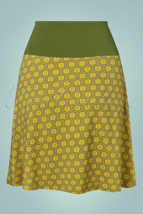 LaLamour - 70s Pensy Retro A-Line Skirt in Green 2