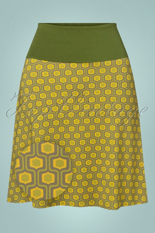 LaLamour - Pensy Retro A-Line Skirt Années 70 en Vert