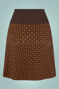 LaLamour - Pia Check A-Line Skirt Années 60 en Brun et Ombre 2