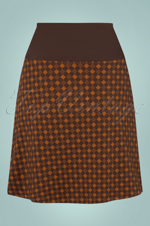 LaLamour - 60s Pia Check A-Line Skirt in Brown and Umbre 2