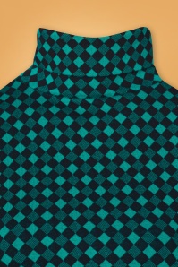 LaLamour - 60s Pia Turtle Neck Pullover in Black and Teal 3