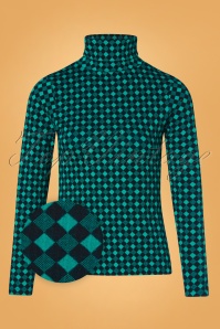 LaLamour - 60s Pia Turtle Neck Pullover in Black and Teal