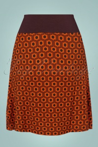 LaLamour - Pensy Retro A-Line Skirt Années 70 en Brun et Ombre 2