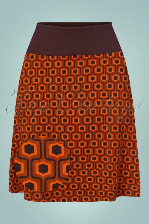 LaLamour - Pensy Retro A-Line Skirt Années 70 en Brun et Ombre