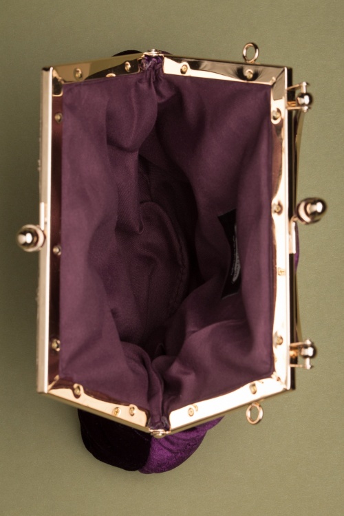 Vixen - Vintage Velvet Frame Clasp Bag Années 20 en Violet Profond 6