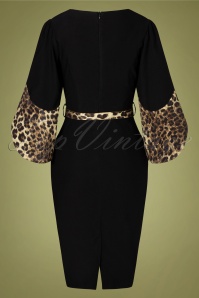 Rockin' Bettie - Manhattan Leopard Pencil Dress Années 40 en Noir 5