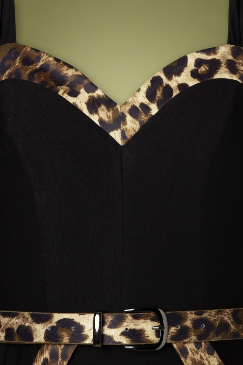 Rockin' Bettie - Manhattan leopard pencil jurk in zwart 4