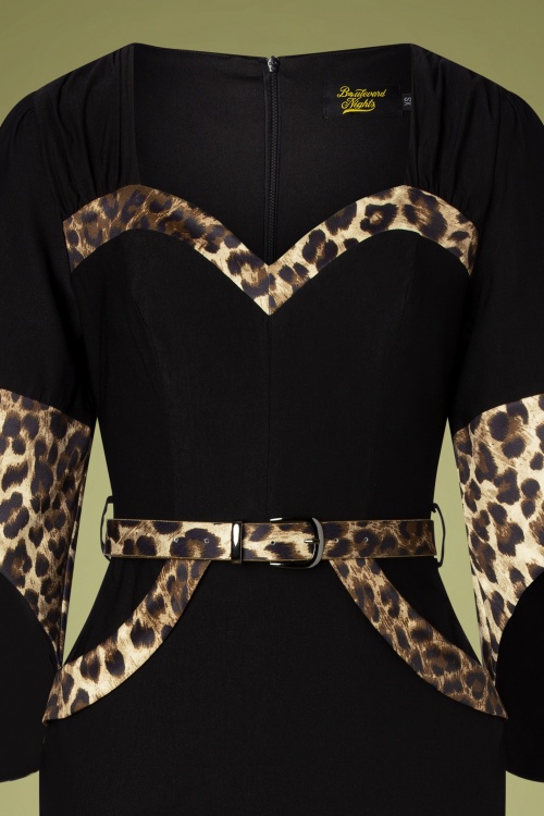 Rockin' Bettie - Manhattan Leopard Pencil Dress Années 40 en Noir 3