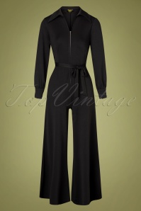 Little Mistress - 60s Blaire Sequin Jumpsuit in Black