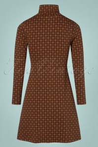 LaLamour - Franny Check Flared jurk met col in bruin en umbre 4