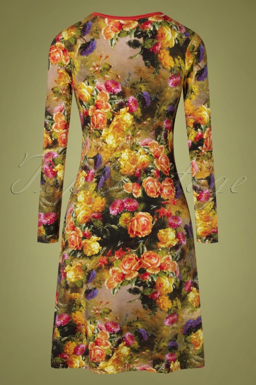 LaLamour - 60s Classic Rose Floral Wrap Dress in Multi 4