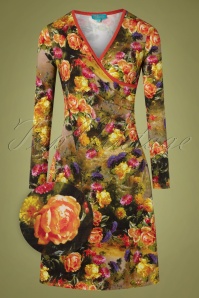 LaLamour - 60s Classic Rose Floral Wrap Dress in Multi