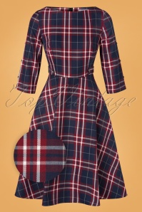 Banned Retro - 40s Chic Check Swing Dress in Navy 2