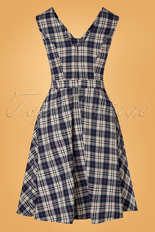 Banned Retro - 50s Check Heaven Swing Dress in Navy 5