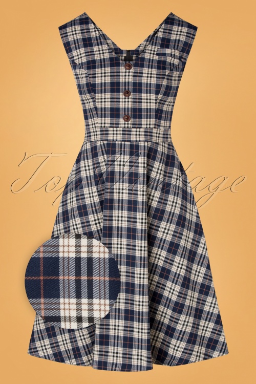 Banned Retro - 50s Check Heaven Swing Dress in Navy