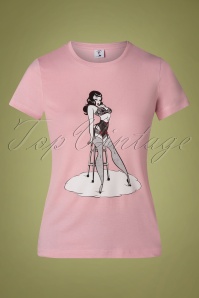 PinRock - 50s Bettie T-Shirt in Pink