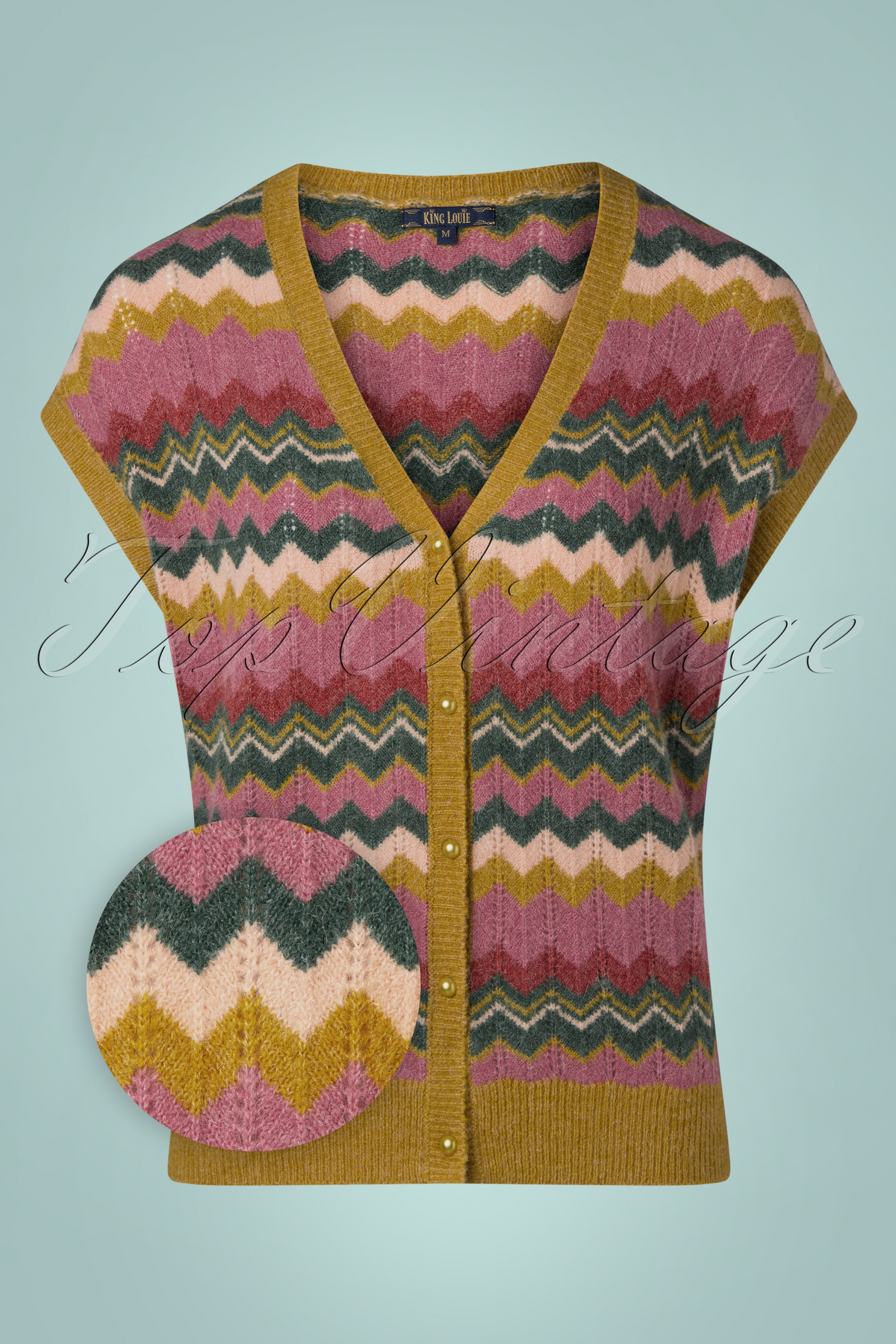 Guv'nors Herren Tanktop Mit V-Ausschnitt | Gestricktes Rautenmuster | Ärmelloses Basic