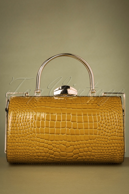Vixen - 50s Box Clutch Bag in Yellow 5