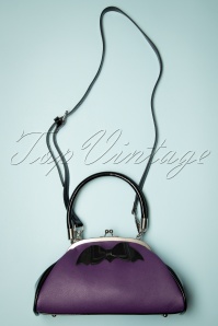 Banned Retro - 50s Old Hallows Handbag in Purple and Black 2