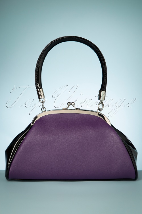 Banned Retro - 50s Old Hallows Handbag in Purple and Black 4