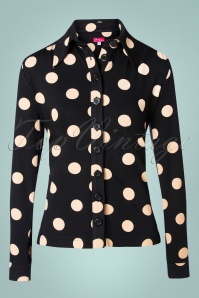 Tante Betsy - 60s Mirabelle Big Dot Shirt in Black