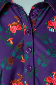 Tante Betsy - 60s Mirabelle Deer In The Garden Shirt in Purple 3