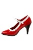 red and white spectator pumps