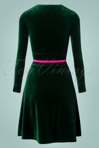Tante Betsy - 60s Swirley Velvet Dress in Green 2