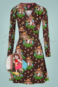 Tante Betsy - 60s Swirly Alpenglück Dress in Choco