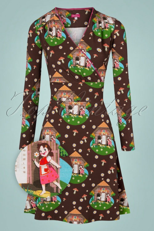 Tante Betsy - 60s Swirly Alpenglück Dress in Choco
