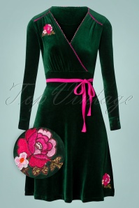 Tante Betsy - 60s Swirley Velvet Dress in Green