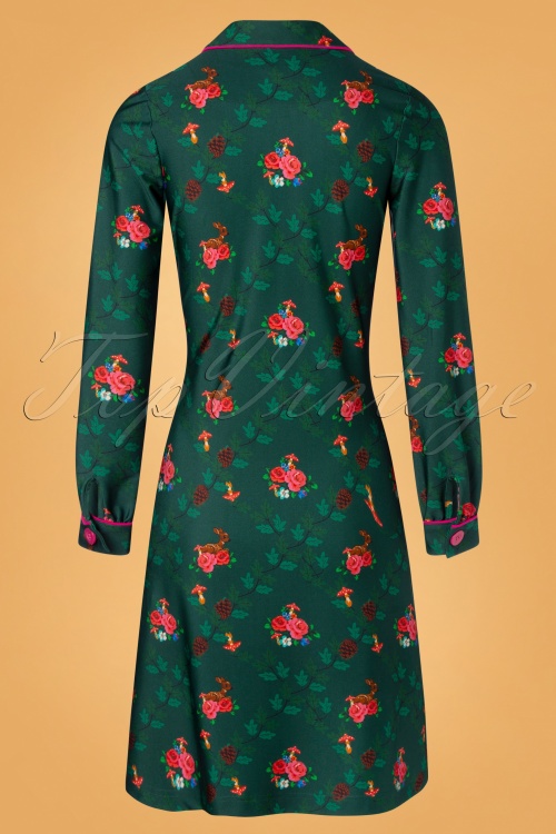 Tante Betsy - 60s Mies Deer In The Garden Dress in Green 2
