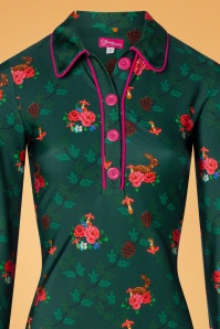 Tante Betsy - 60s Mies Deer In The Garden Dress in Green 3