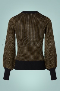 King Louie - Jada Winter Wonderland Sweater  Années 60 en Noir et Moutarde 3