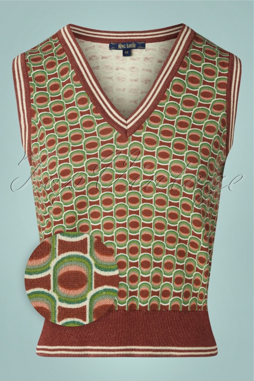 King Louie - 70s Groovy Spencer Top in Henna Red 2