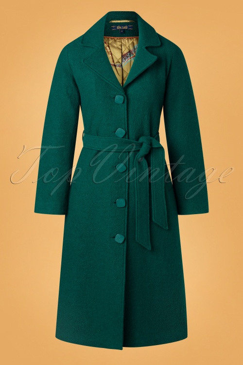 King Louie - Peyton Kennedy Coat Années 70 en Vert Libellule 2