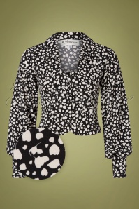 Miss Candyfloss - 50s Gabriella Lou Ladylike Blouse in Black and Cream