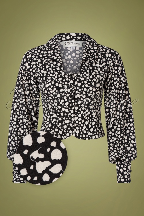 Miss Candyfloss - 50s Gabriella Lou Ladylike Blouse in Black and Cream