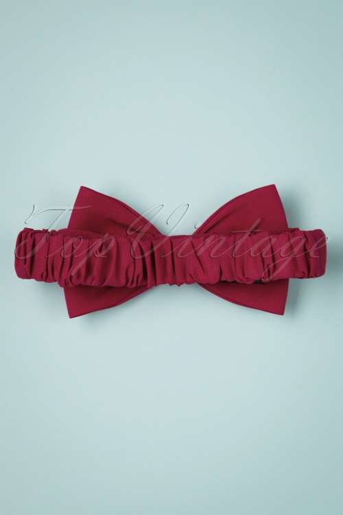 Banned Retro -  50s Dionne Bow Head Band in Burgundy 4