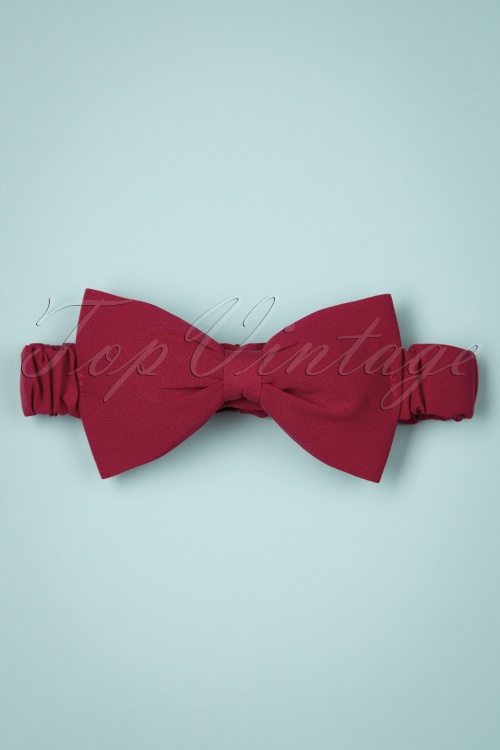 Banned Retro -  50s Dionne Bow Head Band in Burgundy 2