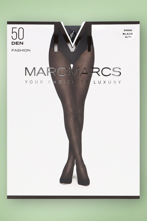 Marcmarcs - 60s Shiny Rib Tights in Black 2