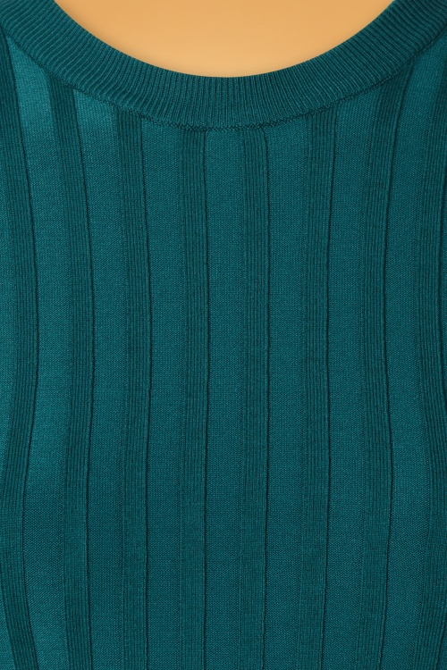 Surkana - Riana Ribbed Sweater Années 70 en Bleu Pétrole 4