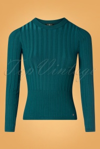 Surkana - Riana Ribbed Sweater Années 70 en Bleu Pétrole 2