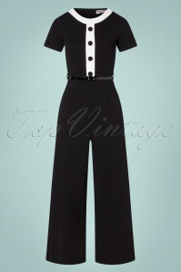 Vintage Chic for Topvintage - Resie jumpsuit in zwart en wit
