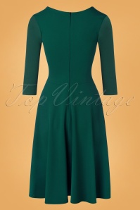 Vintage Chic for Topvintage - 50s Riyana 3/4 Sleeve Swing Dress in Forest Green 5