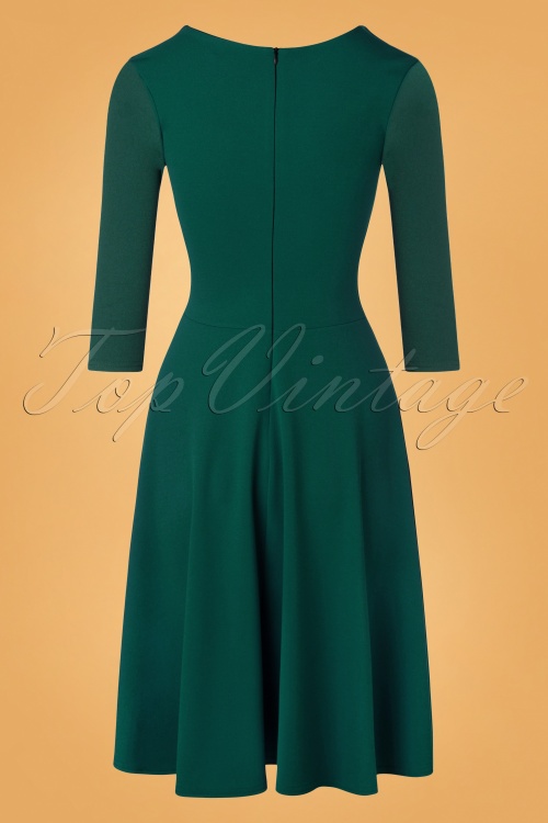 Vintage Chic for Topvintage - Riyana swing jurk met 3/4 mouwen in bosgroen 5