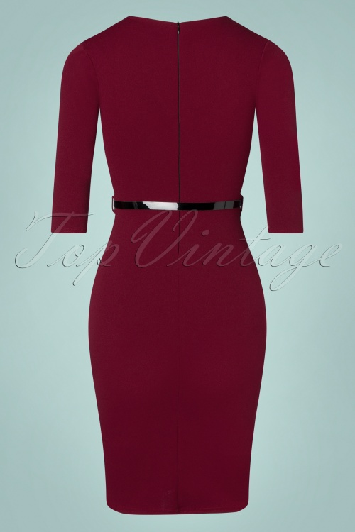 Vintage Chic for Topvintage - 50s Jody Pencil Dress in Wine and Black 5