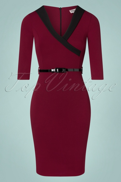 Vintage Chic for Topvintage - 50s Jody Pencil Dress in Wine and Black